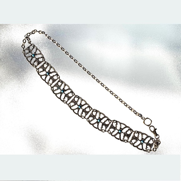 Boho Flower and Scrolls Link Bronze-Tone Metal Belt - Picture 6 of 7